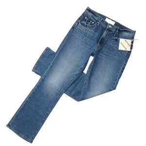 NWT Mother The Insider Flood in Metal Magic Studded Ankle Crop Bootcut Jeans 29